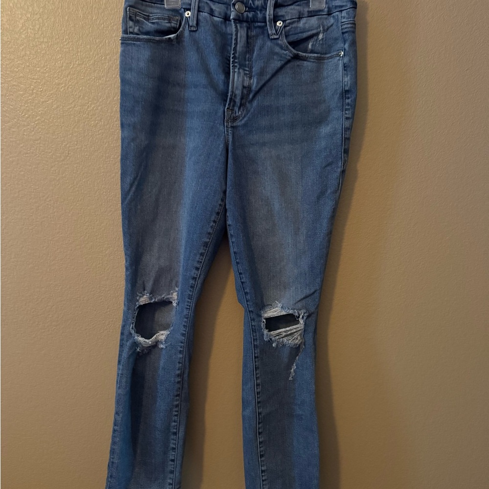 Good American Ripped Blue Skinny Jeans
